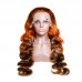 4/350 Ginger Highlight 13x4 Transparent Lace Front Wig Ombre Ginger Human Hair Wig